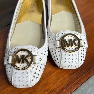 Michael Kors, leather flats, white